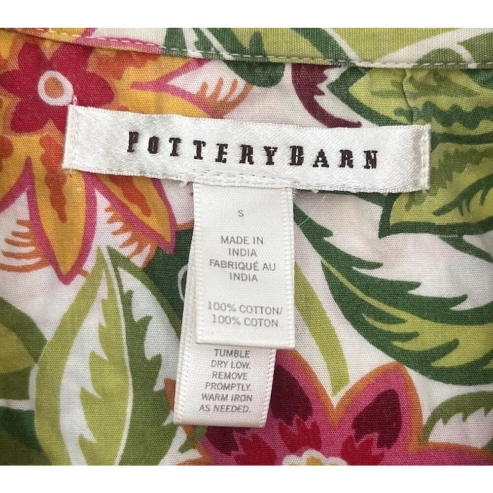 Pottery Barn Women Sz S Pajama Button Up TOP ONLY Floral Gardener 100% Cotton - Picture 2 of 10